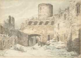 Безкоштовно завантажте зимовий вид на подвір’я середньовічного замку в руїнах, безкоштовну фотографію або зображення для редагування за допомогою онлайн-редактора зображень GIMP