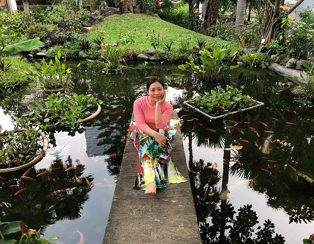 Free download woman ao dai pond dock vietnamese free picture to be edited with GIMP free online image editor