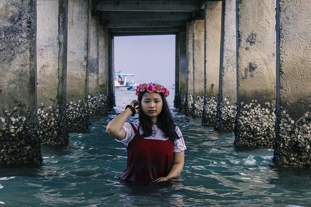 Free download woman model beach water sea free picture to be edited with GIMP free online image editor