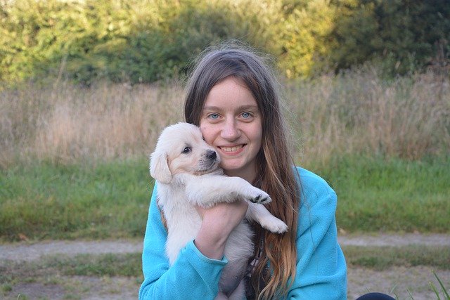 Free download woman puppy outside portrait joy free picture to be edited with GIMP free online image editor