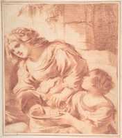 Free download Woman Soaking a Cloth in a Bowl Held by a Girl free photo or picture to be edited with GIMP online image editor