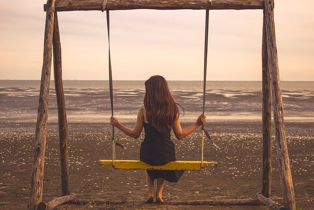 Free download woman swing beach sunset sun sky free picture to be edited with GIMP free online image editor