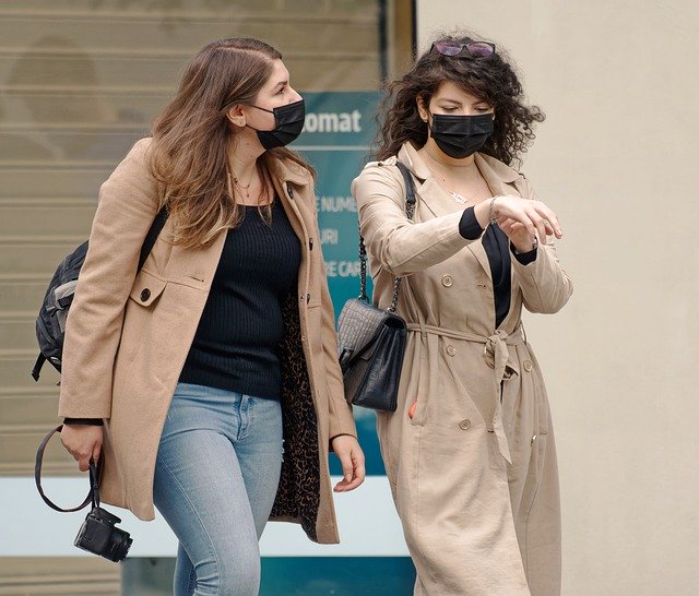 Free download women mask walking pandemic free picture to be edited with GIMP free online image editor
