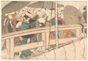 Free download Women on a Bridge, from the illustrated book Flowers of the Four Seasons free photo or picture to be edited with GIMP online image editor