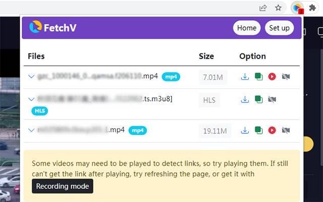 FetchV:Videos Downloader (HLS/m3u8/mp4/blob), Chrome web mağazasından OffiDocs Chromium çevrimiçi ile çalıştırılacak