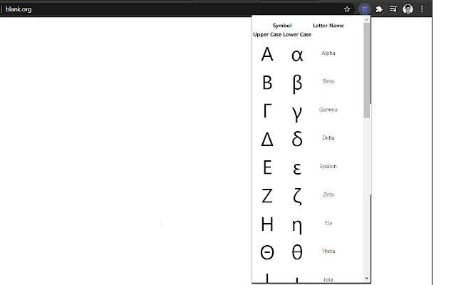 Bảng chữ cái tiếng Hy Lạp từ cửa hàng Chrome trực tuyến sẽ được chạy bằng OffiDocs Chrome trực tuyến