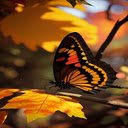 Yellow butterflies and maple leaves wallpaper  screen for extension Chrome web store in OffiDocs Chromium
