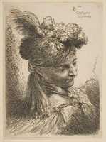 Free download Young Man Facing Three Quarters Right Wearing a Fur Headdress With a Plume, Jewel and a Headband free photo or picture to be edited with GIMP online image editor