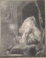 Free download Young Woman Seated at a Table, Holding a Candle free photo or picture to be edited with GIMP online image editor