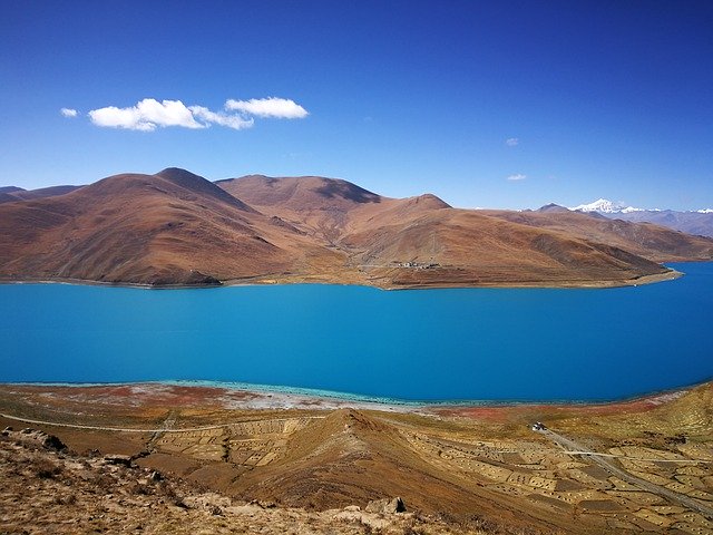 Free download Yamdrok Lake Tibet Blue -  free photo or picture to be edited with GIMP online image editor