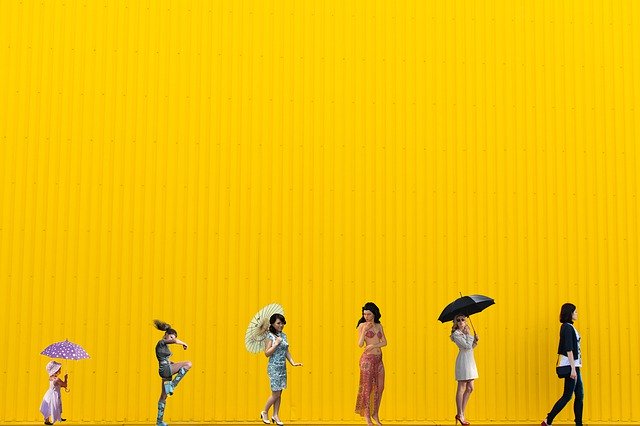 Free download Yellow Wall Girls -  free illustration to be edited with GIMP free online image editor