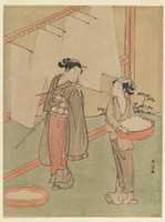 Free download Young Girl and Servant Drying Japanese Fine Noodles free photo or picture to be edited with GIMP online image editor