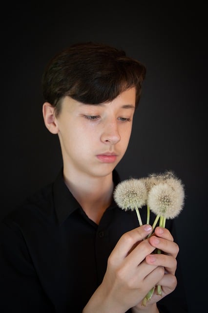 Free download young man boy dandelions teen hand free picture to be edited with GIMP free online image editor