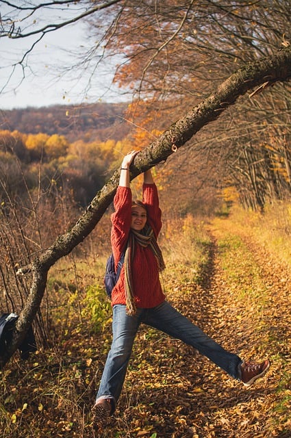 Descargue gratis la imagen gratuita de la naturaleza del otoño del árbol de la mujer joven para editar con el editor de imágenes en línea gratuito GIMP