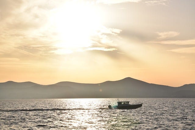 Free download zadar sea sunset boat mountains free picture to be edited with GIMP free online image editor
