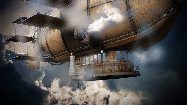Free download zeppelin airship girl clouds wings free picture to be edited with GIMP free online image editor
