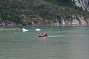 Free download Zodiac boat approaching Pia Glacier free photo or picture to be edited with GIMP online image editor