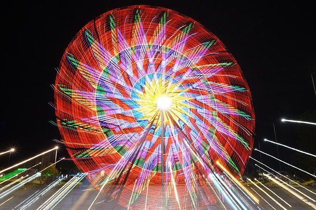 Free download Zooming Ferris Wheel Night -  free photo or picture to be edited with GIMP online image editor