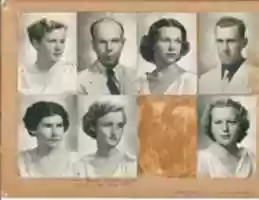 Free download 1930s Photograph (Martha Knight, Frank Zimmer, Barbara Swanstrom, Grace Milder, Ruth Wagner, Alfred Kunkel, Virginia Jane Thompson) free photo or picture to be edited with GIMP online image editor