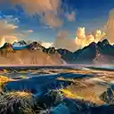 A dramatic view of the Vestrahorn  screen for extension Chrome web store in OffiDocs Chromium