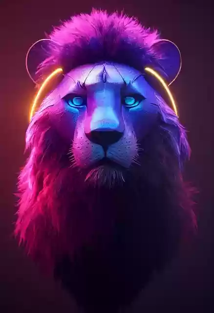 Free download ai generated lion feline neon free picture to be edited with GIMP free online image editor