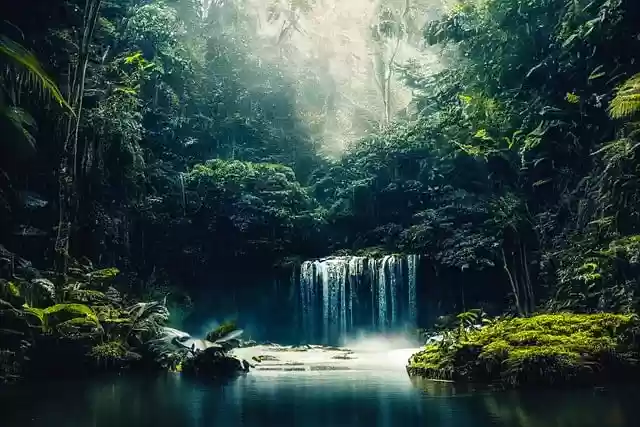 Free download ai generated river waterfall forest free picture to be edited with GIMP free online image editor