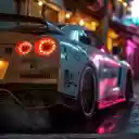A live wallpaper of the Nissan GTR R35 surrounded by neon lights.  screen for extension Chrome web store in OffiDocs Chromium