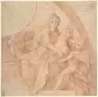 Free download Allegorical Figure of Purity with a Unicorn and Two Putti (recto); Study of the Same Figures (verso) free photo or picture to be edited with GIMP online image editor