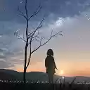 Anime Girl Silhouette Sunset Anime Theme  screen for extension Chrome web store in OffiDocs Chromium