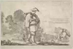 Free download A Peasant Wearing a Hood, from Suite of Twelve Landscapes (Suite de douze paysages), plate 11 free photo or picture to be edited with GIMP online image editor