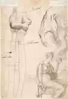 Free download Architectural Sketches and a Figure (recto); Figure and Anatomical Sketches (verso) free photo or picture to be edited with GIMP online image editor