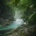 A river flowing through a forest with green trees  screen for extension Chrome web store in OffiDocs Chromium