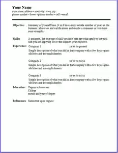 Free download A Simple Resume Template. DOC, XLS or PPT template free to be edited with LibreOffice online or OpenOffice Desktop online