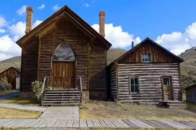 Free download Bannack Church And A House Montana free photo template to be edited with GIMP online image editor