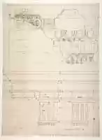 Free download Basilica Ulpia, cornice, elevation profile with ornamental detailing; Domus Turciorum, entablature, elevation profile (recto) Domus Turciorum, elevation, perspective (verso) free photo or picture to be edited with GIMP online image editor