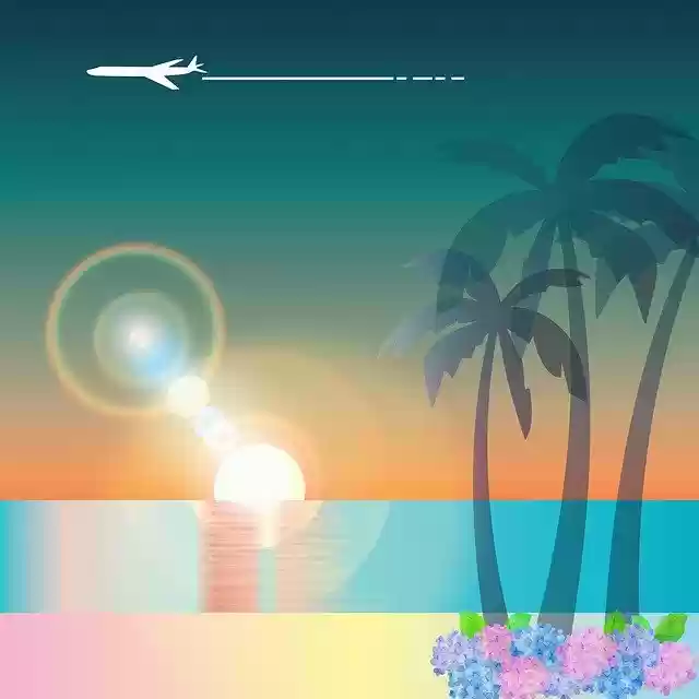 Free download Beach Scenery Sea Palm Trees -  free illustration to be edited with GIMP online image editor