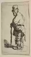 Free download Beggar Leaning on a Stick Facing Left free photo or picture to be edited with GIMP online image editor