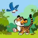Blue bird and striped tiger  screen for extension Chrome web store in OffiDocs Chromium