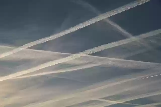 Free download Blue Sky Chemtrails Stripes -  free photo or picture to be edited with GIMP online image editor