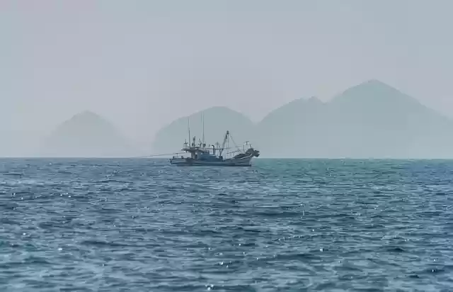 Free download boat fishing boat sea mountains free picture to be edited with GIMP free online image editor
