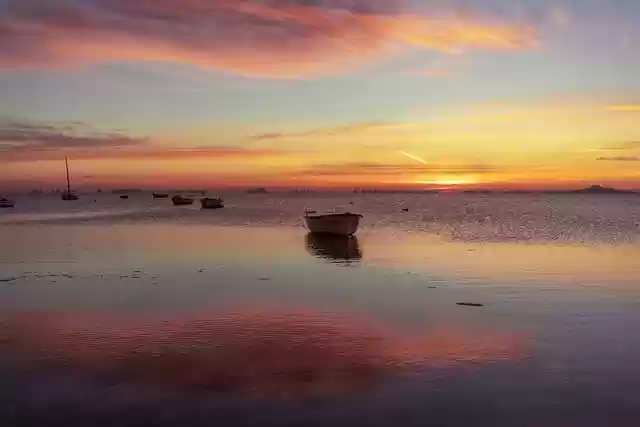 Free download boat sea sunset sunrise landscape free picture to be edited with GIMP free online image editor