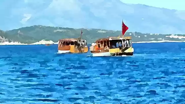 Free download Boat Trip Sea Island -  free illustration to be edited with GIMP free online image editor