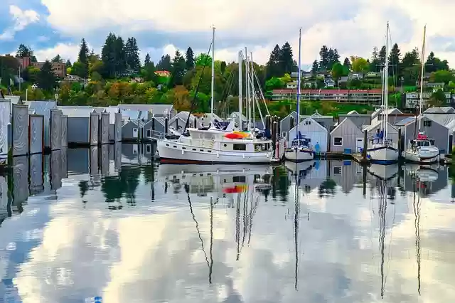 Free download boat water reflection marina bay free picture to be edited with GIMP free online image editor