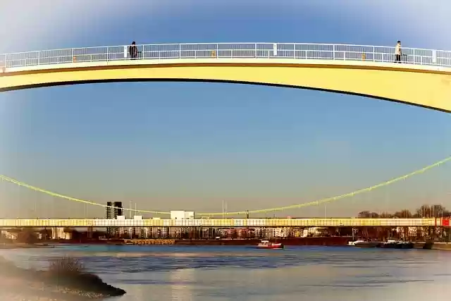 Free download bridges rhine sunset river free picture to be edited with GIMP free online image editor