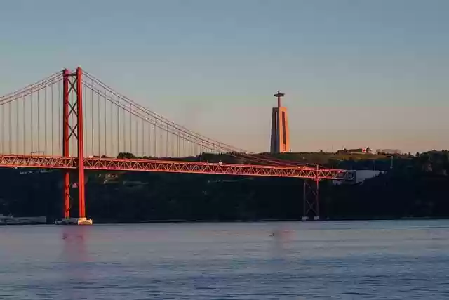 Free download bridge statue sea lisbon portugal free picture to be edited with GIMP free online image editor
