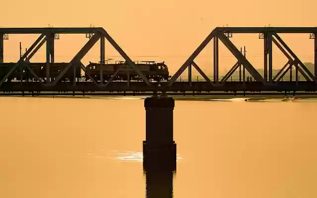 Free download bridge sunset train locomotive free picture to be edited with GIMP free online image editor