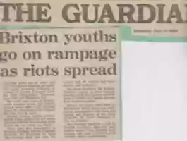Free download Brixton Riots Guardian 11 July 1981 free photo or picture to be edited with GIMP online image editor