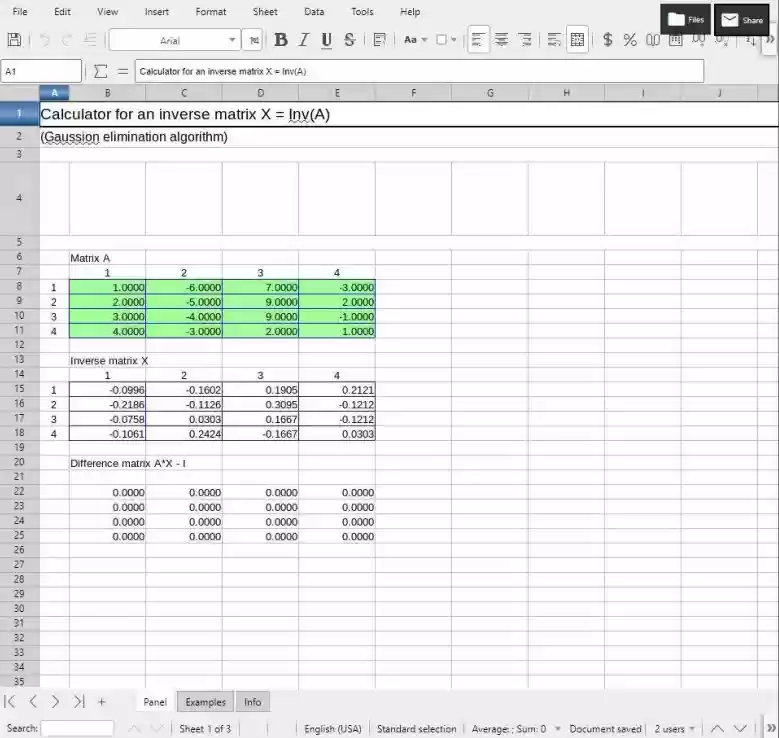 Rechner für inverse Matrix gültiger Screenshot