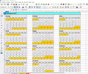 Libreng pag-download ng Calendario 2017 DOC, XLS o PPT template na libreng i-edit gamit ang LibreOffice online o OpenOffice Desktop online