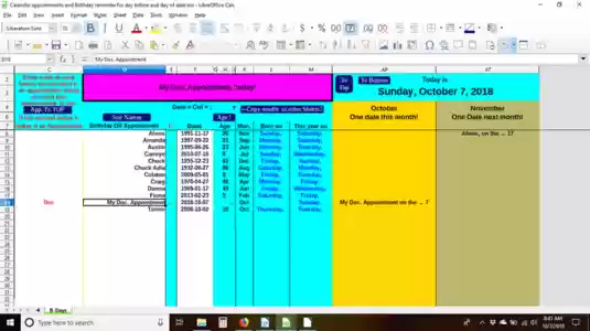 Free download Calendar Reminds day before and date of Apt/B-day DOC, XLS or PPT template free to be edited with LibreOffice online or OpenOffice Desktop online